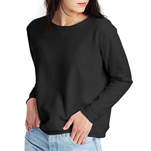 Hanes Women's EcoSmart Crewneck Sweatshirt, Ebony, Large