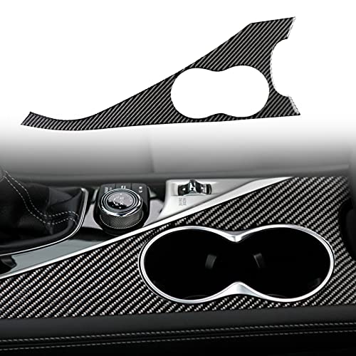 INUBOXES Real Carbon Fiber Style Console Gear Box Water Cup Holder Panel Frame Decal Cover Trim Stickers Compatible with Infiniti Q50 Q60 Sedan2013-2019