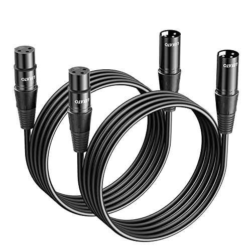 LEKATO XLR Cable 3Ft, 2-Pack Microphone Cable XLR Male to Female Balanced 3 PIN Pure Copper Wire, XLR Cable for Mic, Speaker Systems, Studio Speaker, Mixer, Amplifier(2-Pack)