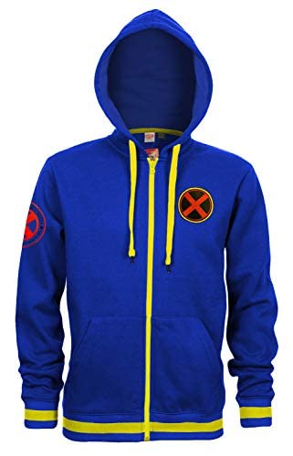 Marvel X-Men 90’s Hoodies for Men Full Zip up Blue Hoodie Marvel Comics Hooded Sweatshirt Workout Jumper