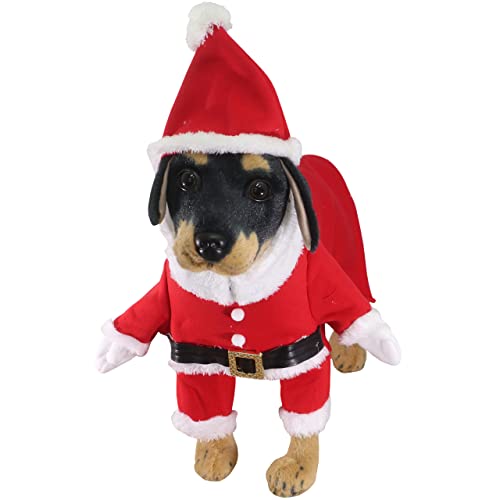 Ornaous Cute Dog Cat Christmas Santa Claus Costume, Pet Xmas Cosplay Dress, Puppy Fleece Warm Outfit for Holiday（XL Size）