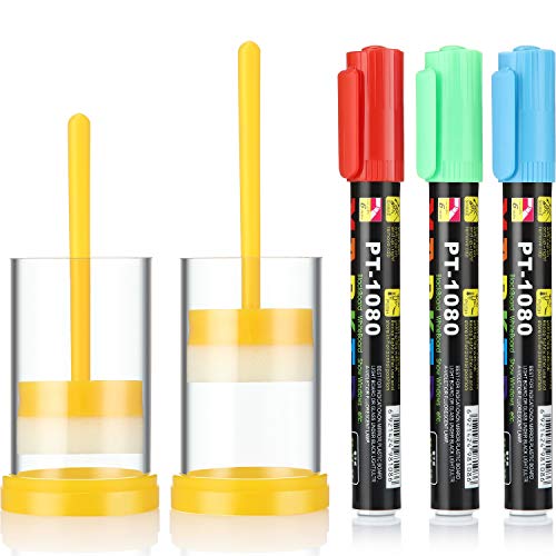 Outus Queen Bee Marking Kit, 2 Queen Marking Cage Tube with 3 Bee Marker Pen for Beekeeper Tool (Red/Green/Blue Pen)