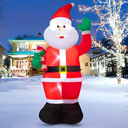 TOLOCO 6 FT Christmas Inflatable Outdoor Santa Claus, Inflatable Christmas Decorations Outdoor and Indoor, Christmas Blow up Yard Decorations, Outdoor Christmas Decorations with LED Lights Built-in