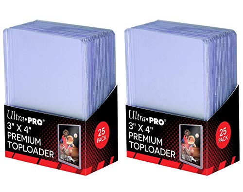 Ultra Pro 3" x 4" Super Clear Premium Toploader Card Protector | 25-Count per Pack | 2-Packs